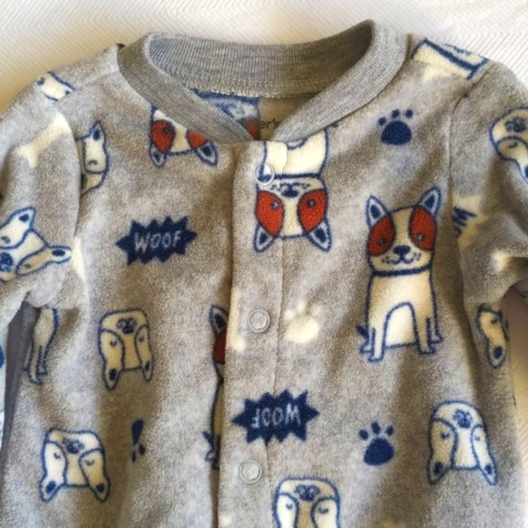 carter's 2-pack dog fleece snap footie sleeper pajamas bundle newborn baby boy - Picture 3 of 12